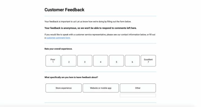 Sample feedback website